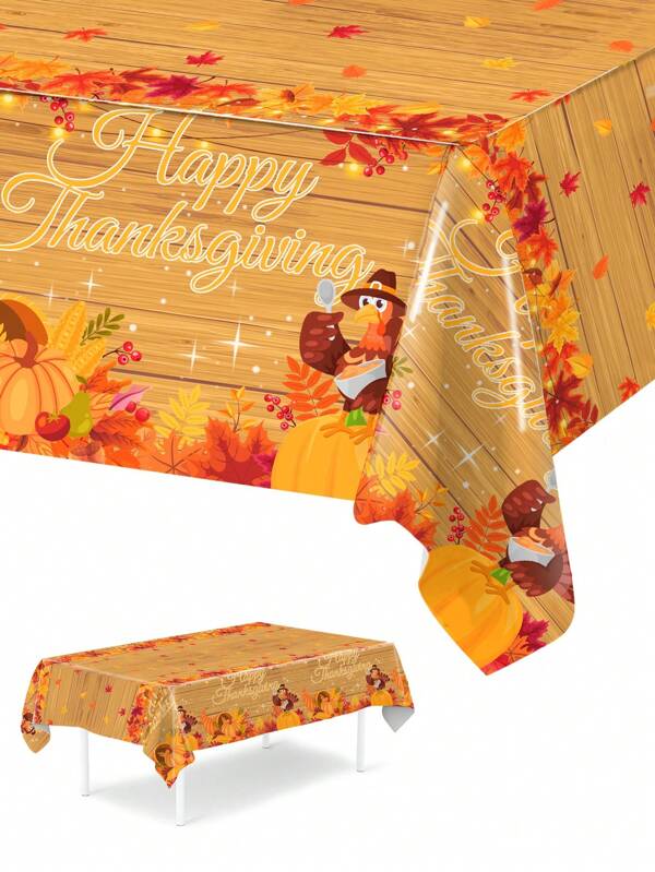 1 pièce Nappe de Thanksgiving, nappe jetable avec feuilles d'érable d'automne et dinde, nappe imperméable, décoration de table citrouille de Thanksgiving, fournitures de décoration de Thanksgiving, décoration de maison de Thanksgiving, décoration de chambre, décoration de cuisine, décoration de salle à manger, décoration d'automne, décoration de fête de Thanksgiving, cadeaux de fête de Thanksgiving, faveurs de fête