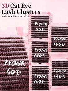 DAIFIYAN Brown 14Rows D Curl 280Pcs/238Pcs/210Pcs/196Pcs/168Pcs Individual Lashes Fluffy Lash Clusters 60D/80D/100D/120D/140D/160D Individual Eyelash Thick Cluster Eyelash Extensions Lashes Clusters 8-16MM Wispy Cluster Lashes