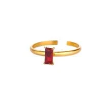 1 pièce Bague de pierre de naissance en zircone pour femme, en acier inoxydable couleur or, bague ajustable minimaliste, cadeau de bijouterie pour Noël et anniversaire