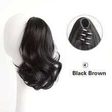 12-Inch Synthetic Wig Ponytail Women's Mid-Length Short Curly Hair Strap Style Curly Big Wave Wig Piece - Multicolor - View 13