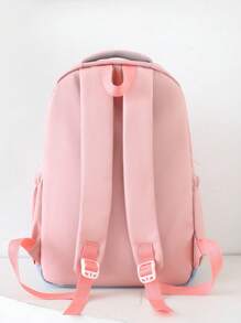 Nuevo juego de cuatro piezas de mochila para la temporada de vuelta al colegio, diseño de color sencillo y lindo con elemento de estrella de cinco puntas de béisbol, mochila de gran capacidad clásica y versátil, apertura de cremallera, plegable, con múltiples bolsillos y compartimentos, que incluye bolsa escolar, bolso bandolera, estuche de lápices y monedero redondo pequeño, mochila juvenil. Bolsa escolar imprescindible, adecuada tanto para niños como para niñas.