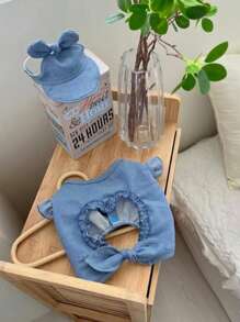 2pcs Pet Cat & Dog Spring/Summer Outfit: Denim T-Shirt Vest + Cute Hat