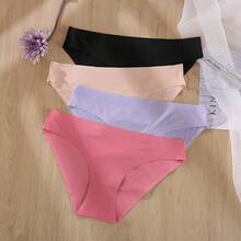 FINETOO 6 Pack Women's Seamless Hipster Underwear No Show Panties Invisibles Briefs Soft Stretch Bikini Underwears XS-XL - Solid 1 - 查看 4