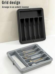 Bandeja para cubiertos expandible de 6-8 compartimentos para cajones, organizador de cubiertos de cocina con divisores ajustables, caja de almacenamiento de utensilios para cucharas, tenedores, cuchillos, apta para cocina, dormitorio, oficina