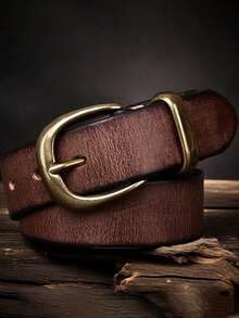 1 条复古做旧真皮腰带，100% 牛皮纯皮休闲正装腰带，父亲节、独立日、劳动节、圣帕特里克节、中国新年等多种节日的礼物 - 彩色 - 查看 4