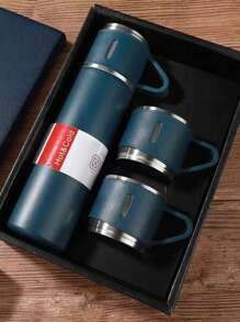 1pc Stainless Steel Three-Lid Long-Lasting Insulated Cup Is A High-End Portable Portable Water Cup Set For Outdoor Business Travel And Household Use, Suitable For Keeping Milk, Coffee, Beer, Tea, Cola, And Cold And Hot Beverages Warm