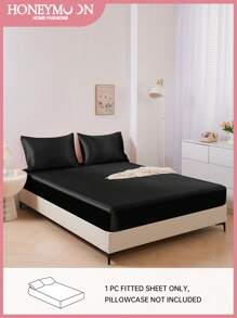 1 Stück schwarzes Premium Satin Spannbettlaken, passt leicht auf Matratzen von 15 bis 17 Zoll, weich atmungsaktiv, knitterfrei, besser für den Schlaf, Luxus Hotelstil, komplett mit Gummizug, tiefer Bund, für alle Bettgrößen - Einzelbett, Doppelbett, King, Queen. Für Heim-Bettwäsche und Schul-Bettwäsche Wohnheim Essentielles