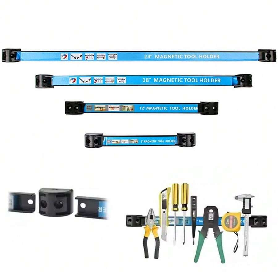 1 PC Strong Magnetic Tool Holder Heavy-Duty Magnet Bar Wall Mounted Storage Tool Bar Strip Rack Garage Organizer Wrench Tool Cabinet,8/12/18/24inch - Multicolor - View 1