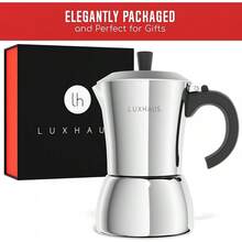 Moka Pot - 6 Cup Stovetop Espresso Coffee Maker - 100% Stainless Steel Italian And Cuban Mocha Coffee Maker - 6 Cup - View 2