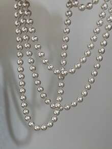 Nooxian 1 件 140 厘米超长优雅多用途白珍珠项链，女士长珍珠毛衣链