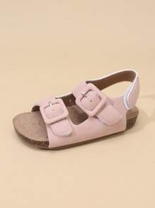 Summer Versatile Kids' PU Leather Back Strap Design Roman Sandals, Woven Soft Breathable Protective Sole Non-Slip Lightweight Sandals