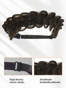 1件装黑色、金色、棕色、深棕色手工编织假发辫子发带，适合女性和女孩，合成辫子接发，弹性发带配有可调节腰带，编织发带，适合日常佩戴、派对和特殊场合。