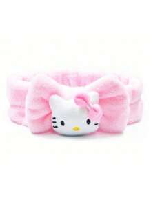 Sanrio 1pc Hello Kitty Kawaii Spa Headband - Soft Fluffy Hair Band For Women, Cute Makeup Headband For Skincare, Washing, Party & Shower (Sanrio Collection)