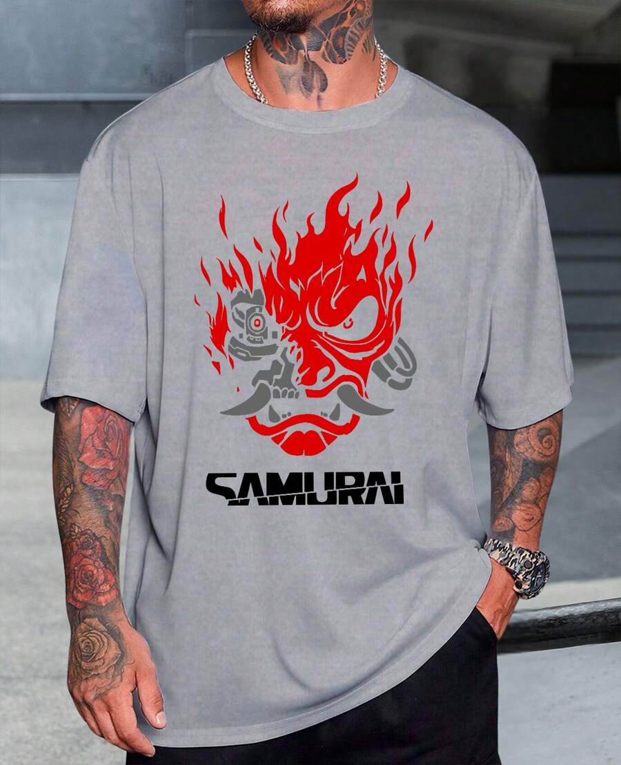 Cyberpunk 2077 Samurai T-Shirt Electronic Game RPG Punkstein Game Rock Geek - 灰色 - 查看 1