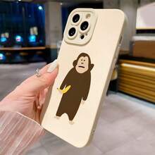 Funda para teléfono con un mono comiendo un plátano, diseñada con impresión y estética visual. Este teléfono mate ofrece modelos de 360 ​​grados 11, 12, 13, 14 Pro, 15, XR, XXS, 8 Plus, SE y. Es un cumpleaños para niños y niñas. - Negro - Ver 6