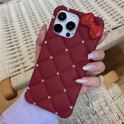 奢华绗缝亮片手机壳，兼容 17/15 Pro Max/13/14/12/11/16