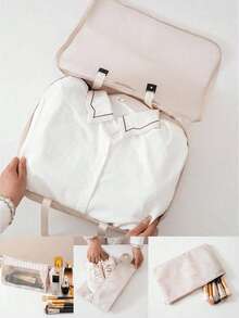 7 pièces Set d'organisateurs de voyage portables, fabriqués en tissu léger et résistant aux plis, incluant des cubes d'emballage pour vêtements, des sacs à chaussures transparents, une pochette pour cosmétiques, un sac de toilette, un sac à linge en maille, un design à compartiments efficace pour les valises et les rangements d'armoire à la maison - Multicolore - Voir 6