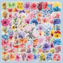100Pcs Flower Stickers, Vinyl Waterproof Stickers For Laptop Scrapbooking Water Bottle Skateboard Luggage Cars Guitar, Colorful Aesthetic Stickers For Girls Teens Adults, Birthday Party Gifts, Back To School Gifts