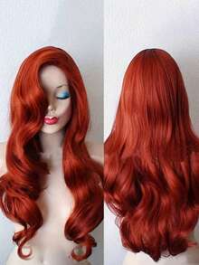 24 Inch Elegant Women'S Synthetic Wig Red Long Curly Cosplay Wig High Temperature Fiber Curly Wave For Holidays Daily - Red - View 1