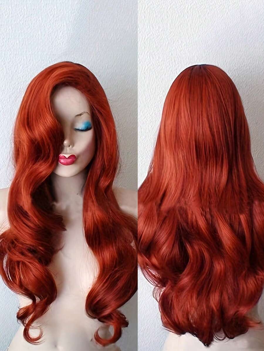 24 Inch Elegant Women'S Synthetic Wig Red Long Curly Cosplay Wig High Temperature Fiber Curly Wave For Holidays Daily - Red - View 1