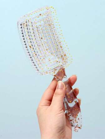 1 件金色亮片蓬松空心梳，透明闪光丰盈按摩梳，个性化母亲节礼物创意，最后一分钟的母亲节礼物，50 美元以下最佳母亲节礼物