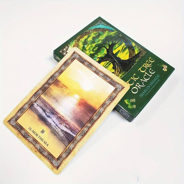 Juego de 78 cartas del Oráculo del Árbol Celta con libro guía, cartas ilustradas vibrantes, de papel resistente, adecuado para la meditación y la reflexión