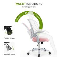 Sweetcrispy Office Chair, Desk Chair, Ergonomic Home Office Desk Chairs, Computer Chair With Flip Up Armrests, Mesh Desk Chairs With Wheels, Office Desk Chair, Mid-Back Task Chair With Ergonomic Lumbar Support,Pink