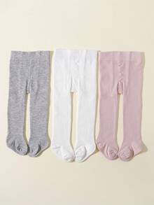 3 Stücke/Packung Babys & Kinder Einfarbige Strumpfhosen, bequemer Sitz, Stil für den täglichen Gebrauch