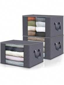 1pc Large Storage Bag, Foldable Wardrobe Organizer, Storage Container With Reinforced Handle, Collapsible Storage Box With Transparent Window, For Home Closet, Dorm, To Organize Clothes, Bedding, Pillows, Blankets, And Toys Bag For School School Accessories School Stuff