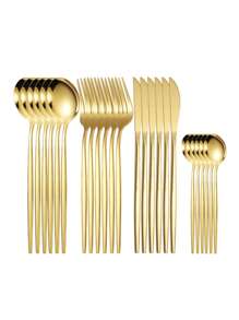 4 pièces/16 pièces/24 pièces/32 pièces Set de couverts en acier inoxydable, set couteau fourchette cuillère, convient pour la maison, la cuisine, le restaurant, l'hôtel