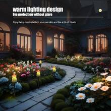 1 件装太阳能蘑菇屋 LED 花园灯 | 节能户外路径照明 | 多色树脂草坪装饰，带花卉装饰 | 半嵌入式安装 | 太阳能充电 | 非常适合营造节日庭院和露台氛围，太阳能花园灯 - 彩色 - 查看 9