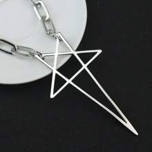 1pc Punk Rock Vintage Hollow Five-Pointed Star Pendant Necklace, Party Jewelry For Men