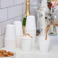 50/40/30/25/20/15/10/5pcs/Set 9oz White Paper Coffee/Water/Beverage/Milk/Juice Cups, Suitable For Hot/Cold Drinks, For Office, Party, Picnic, Travel And Events