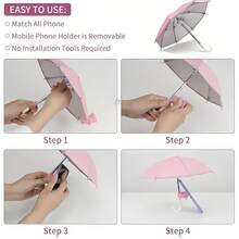 Sanrio Miniaturowy parasol do smartfonów z uniwersalnym uchwytem na przyssawkę w kształcie świni, zewnętrzny antyodblaskowy daszek przeciwsłoneczny, wykonany z włókna poliestrowego, odporny na deszcz i słońce, folia ochronna na ekran