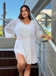 Lace Sleeve Dress - Beach Cover-Up