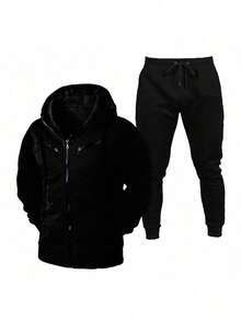 RAMAZZONI Set Of Cold Weather Blouse, Hooded Cotton Jacket + Jogger Pants For Men And Women - 黑色 - 查看 1