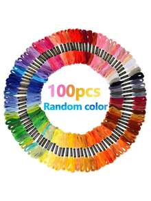 100pcs High Density Polyester Embroidery Floss, Cross Stitch Sewing Thread Set - Colorfast Embroidery Threads, DIY Craft Supplies - Multicolor - View 10