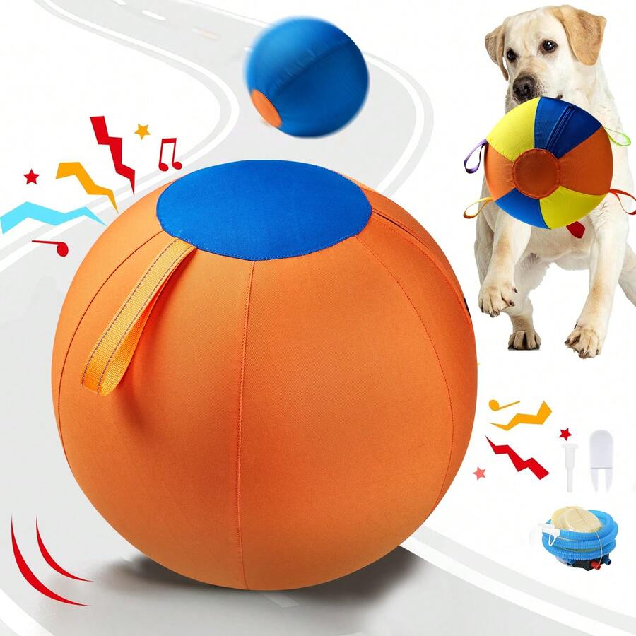 Interactive Dog Toy Dog ​​Ball - New Upgraded Durable Sports Bouncing And Rolling Ball, Shepherd Ball Golden Retriever Chewable Self-Entertainment Ball Molar Inflatable Training Ball, Suitable For Small/Medium Dogs - 橘色 - 查看 1