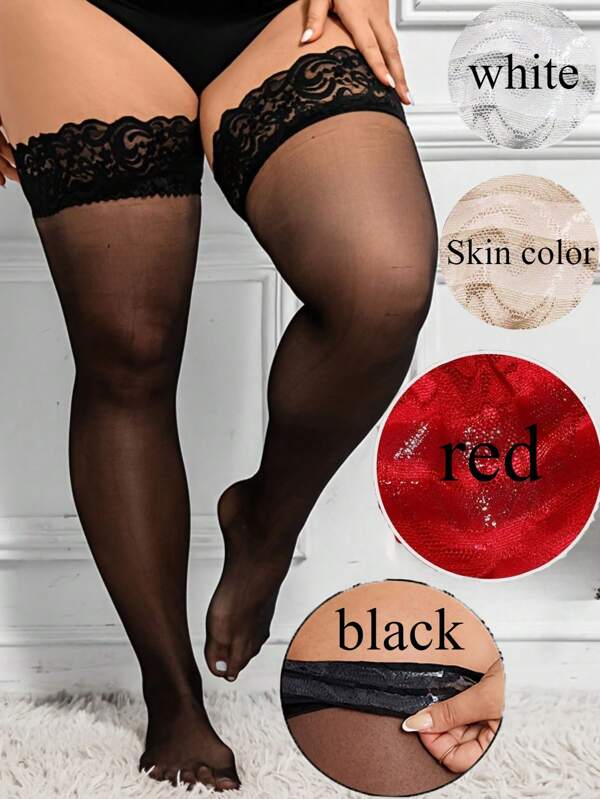 A Plus Size 100 Kg To 120 Kg Stockings Lace Over-The-Knee Socks Silicone Anti-Slip Oversized Version