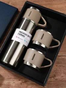 1pc Stainless Steel Three-Lid Long-Lasting Insulated Cup Is A High-End Portable Portable Water Cup Set For Outdoor Business Travel And Household Use, Suitable For Keeping Milk, Coffee, Beer, Tea, Cola, And Cold And Hot Beverages Warm