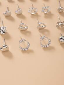 Set de 30 pares de aretes con perlas falsas de metal, estilos surtidos que incluyen corazón, estrella, rhinestone, lazo, flor, adecuados para días festivos, regalos, uso diario
