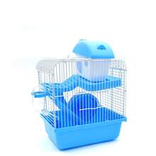 Mini Double-Deck Hamster Cage Villa - Metal Frame + Detachable Base For Easy Cleaning, Three-In-One Hamster Entertainment With A Wheel/Tunnel/Platform, Natural Landscape Cage For Pets, Safe For Chewing And Escape-Proof - Pink - View 10