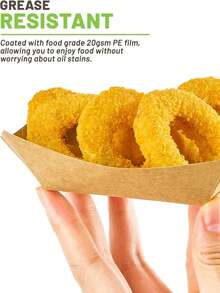 50/30 Small-Sized Paper Food Plate (Thickened Version) Disposable Food Boat Plate. It Is Very Suitable As A Serving Plate For Snacks (Such As Rice Cakes) During The Back-To-School Season. It Has Excellent Water Resistance And Oil Resistance. - Brown - View 5