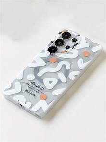 Creative Cool Asymmetrical Line Graffiti Magnetic Wireless Charging Phone Case Compatible With Samsung Galaxy S25 S24 Ultra Luxury Matte Protect Soft Back Cover - White - View 5