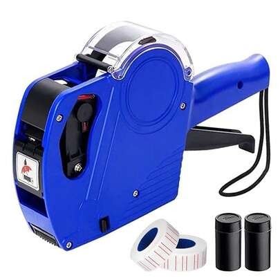 ANTSAY Etiquetadora de 8 Posiciones,Etiquetadora Manual, Precio de una Sola, Etiquetadora de Fecha y Lote con Tapa, con 300 Etiquetas y Tinta, para Supermercados, Tiendas Minoristas, Oficinas