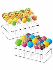 1pc Acrylic Cake Pop Stand, Durable Transparent Candy Display Rack Suitable For Wedding, Party, Birthday, Desserts - Clear - View 3