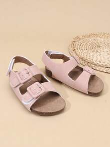 Summer Versatile Kids' PU Leather Back Strap Design Roman Sandals, Woven Soft Breathable Protective Sole Non-Slip Lightweight Sandals