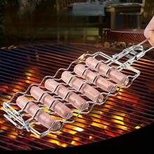 Stainless Steel Barbecue Basket - Ideal Choice For Sausages, Picnics And Camping - Essential Barbecue Accessory For Camping | Stainless Steel Material | Sturdy And Durable, Sausage Rack