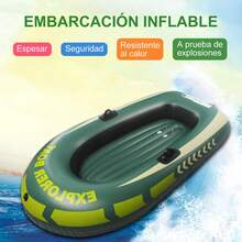 FATSHEI Embarcación Inflable Para 2 Personas Con Bomba, Embarcación inflable pequeña de PVC, embarcación de recreo, embarcación de pesca inflable para 2 personas, aerodeslizador, lancha inflable, kayak, barco. - Verde - Ver 2