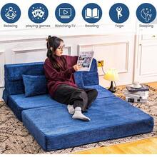 Silla cama convertible con almohada, sofá cama plegable de espuma de memoria de alta densidad, sofá cama plegable para sala de estar/dormitorio/uso de invitados/apartamento/oficina en casa - Azul - Ver 6